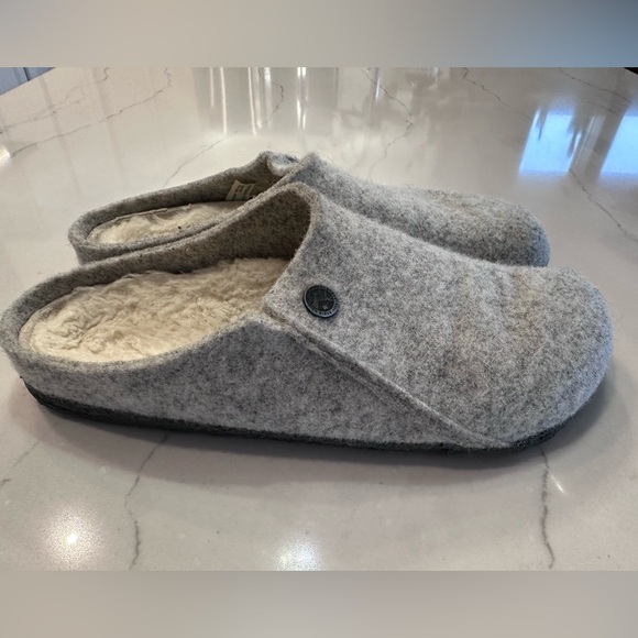 BIRKENSTOCK Zermatt Shearling Slippers Clogs Light Gray Wool Felt UK 40/US 9 - Picture 2 of 16